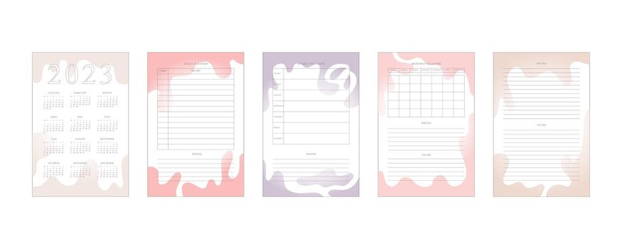 2023 calendar and daily weekly monthly planner to do list with delicate minimalist design