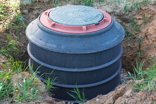 Installation of underground tank for sewage system