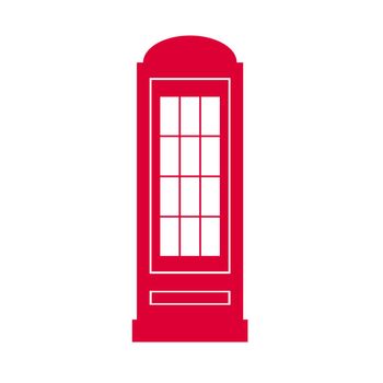 Telephone booth. Simple red icon on white