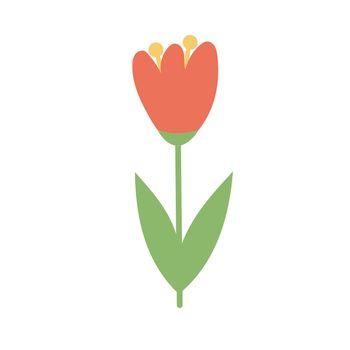 Simple cartoon icon on white background - tulip blooms. 8 March