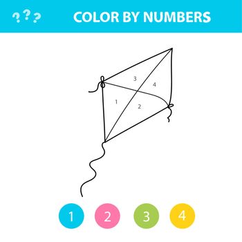 Color by number - Kite. Game for children, education game for children