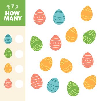How many easter eggs. Educational game for children. Vector illustration