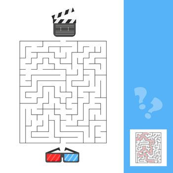 3d glasses and movie clapperboard maze game for kids