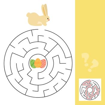 Help little bunny find path to Easter egg. Labyrinth. Maze game for kid