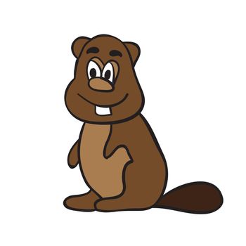 Cute cartoon beaver. Brown beaver character. Vector illustration clip art