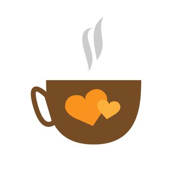 Coffee with hearts mug - flat icon vector illustration design.