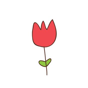 Simple cartoon icon on white background - tulip blooms. 8 March