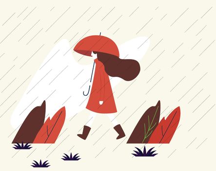 girl holding an umbrella walking in the rain icons