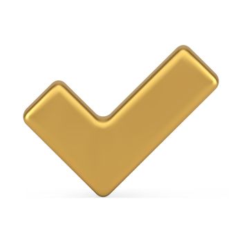 Premium metallic golden checkmark acceptance done complete symbol realistic 3d icon vector