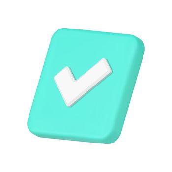 Isometric green square checkmark positive vote successful agreement checkbox 3d icon template vector