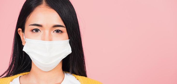 woman wearing medical mask protection against germs for prevent infection coronavirus