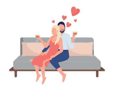 Couple celebrating anniversary semi flat color vector characters