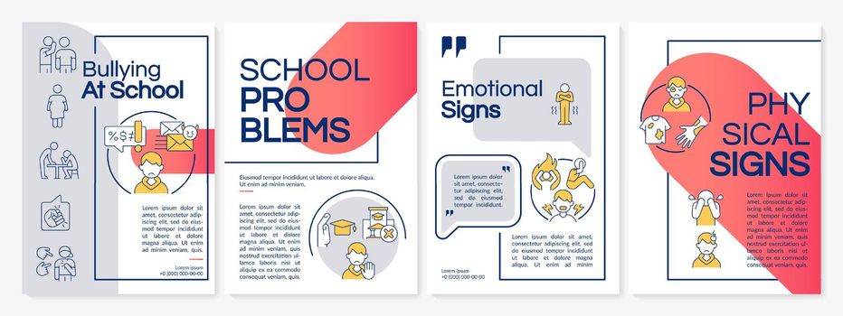 Detecting bullying in school red and grey brochure template