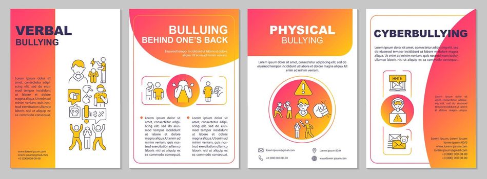 Teenage bullying and harassment red gradient brochure template