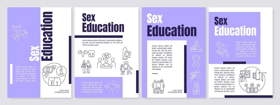 Sex education explanation purple brochure template