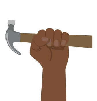 Hand hold hammer concept Labour Day Poster