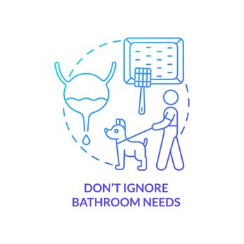 Do not ignore bathroom needs blue gradient concept icon