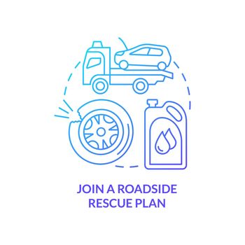 Join roadside rescue plan blue gradient concept icon