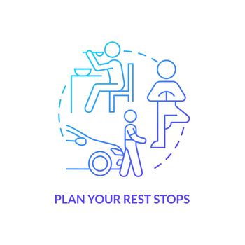 Plan your rest stops blue gradient concept icon