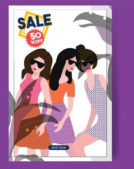 fashion sale banners lady icons