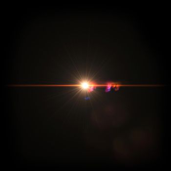 Orange Light Lens flare on black background.