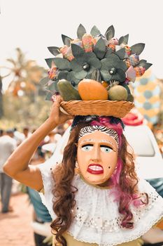 Woman disguised as La Vieja a traditional character of Nicaraguan culture