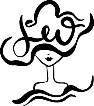 Zodiac sign Leo girl sketch. Abstract vector illustration.