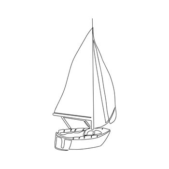 Continuous line of a sailboat. Business icon. Continuous one line drawing of sailboat. Vector illustration