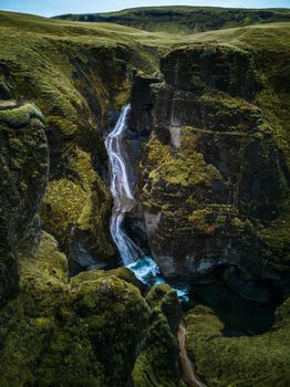 Unique landscape of Fjadrargljufur waterfall in Iceland.