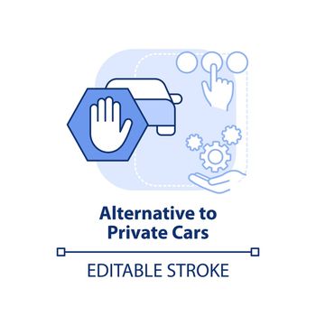 Alternative to private cars light blue concept icon