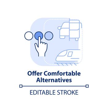 Offer comfortable alternatives light blue concept icon