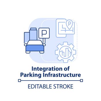 Integration of parking infrastructure light blue concept icon