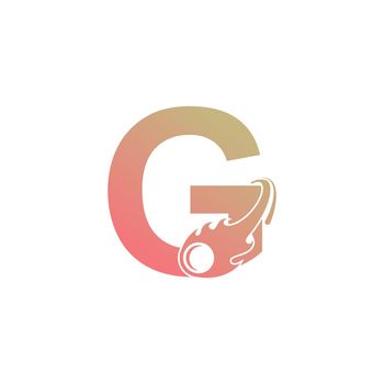 Letter G is passed by a falling meteor icon illustration