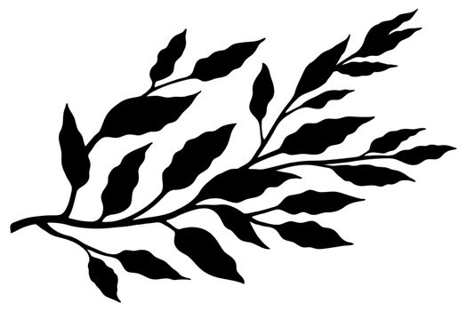 Tree branch with leaves sketch