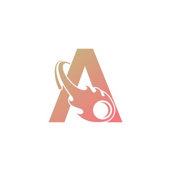Letter A is passed by a falling meteor icon illustration