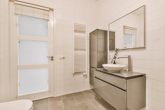 White bathroom with grey