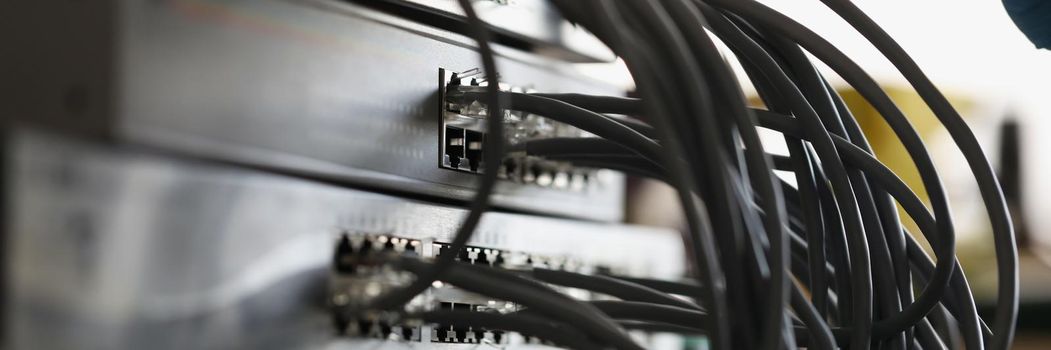 Cable network connected to internet switch servers in data center