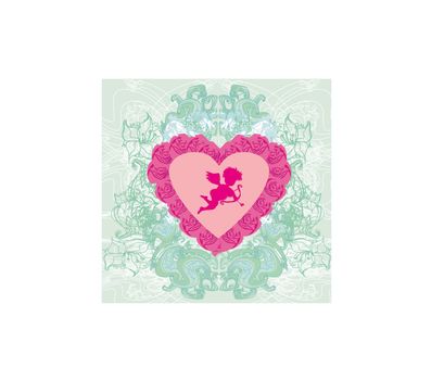 valentines frame with a sweet cupid and beautiful roses