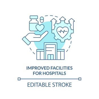 Improved facilities for hospitals turquoise concept icon