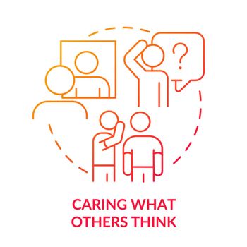 Caring what others think red gradient concept icon