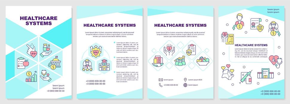 Healthcare systems turquoise brochure template
