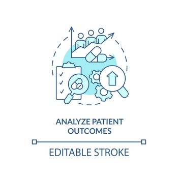 Analyze patient outcomes turquoise concept icon