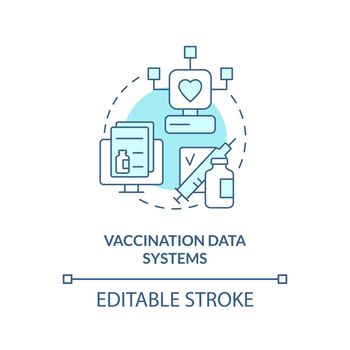 Vaccination data systems turquoise concept icon