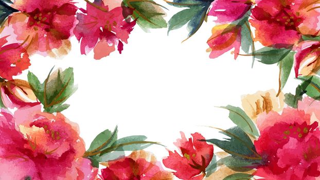 Pink Peony botanical watercolor background