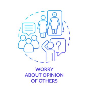 Worry about opinion of others blue gradient concept icon