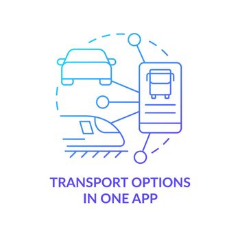 Transport options in one app blue gradient concept icon