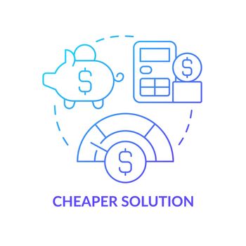 Cheaper solution blue gradient concept icon