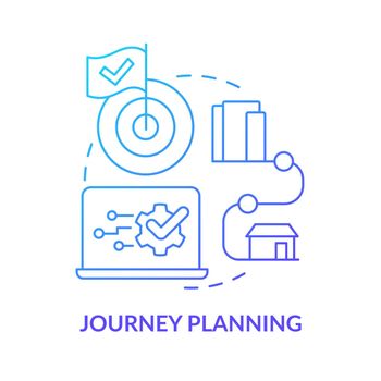 Journey planning blue gradient concept icon