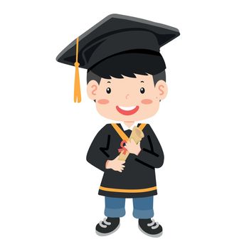 Young boy graduate student in graduation cap