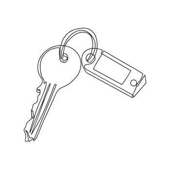 Keys linear icon Continuous line drawing. Fashion minimalist illustration. One line drawing. Vector illustration.